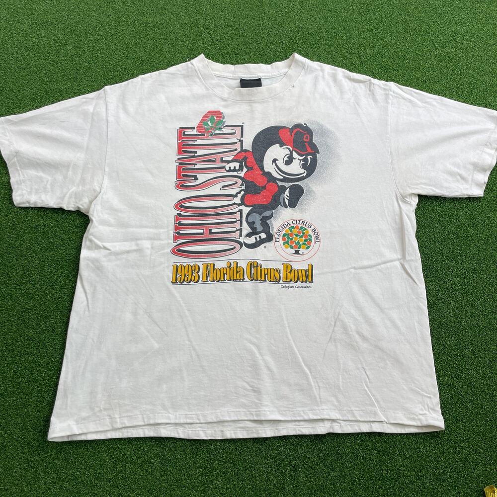 Vintage 1993 Florida Citrus Bowl Ohio State Buckeyes White T-Shirt Sz XL